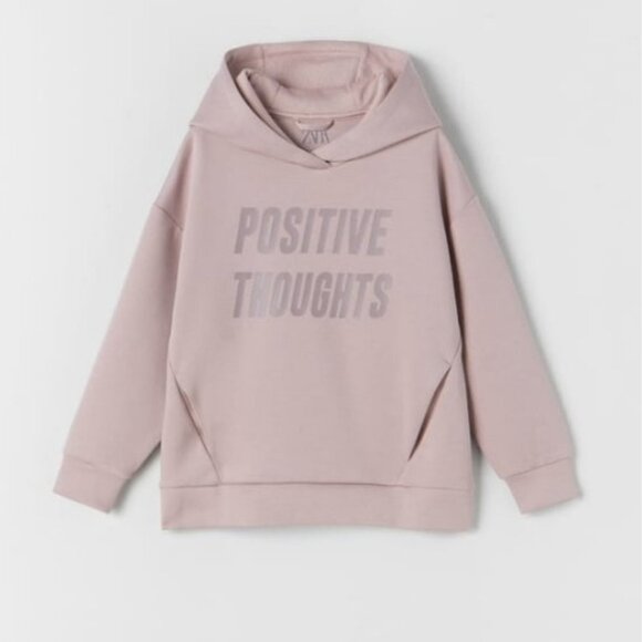 Zara Kid's Text Printed Hooded Sweatshirt - 13-14 - Picture 1 of 6